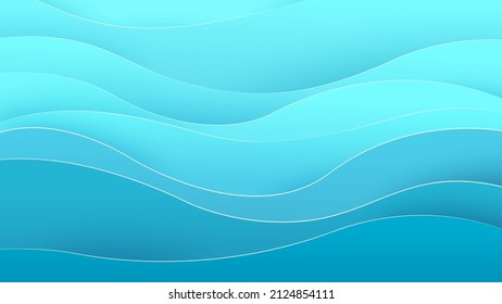 Beach background. Paper cut and craft style illustration. Top view and copy space. Summertime