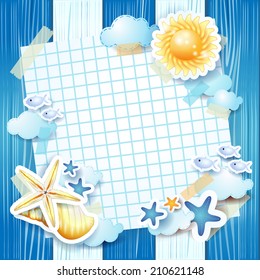 Beach background with paper, vector eps10