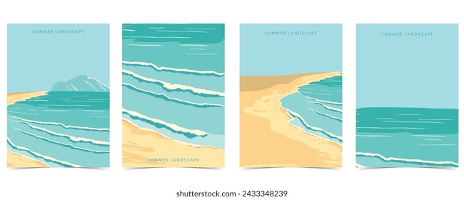beach background with sea,sand,sky.illustration vector for a4 page design