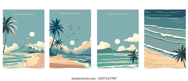 beach background with sea,sand,sky.illustration vector for a4 page design