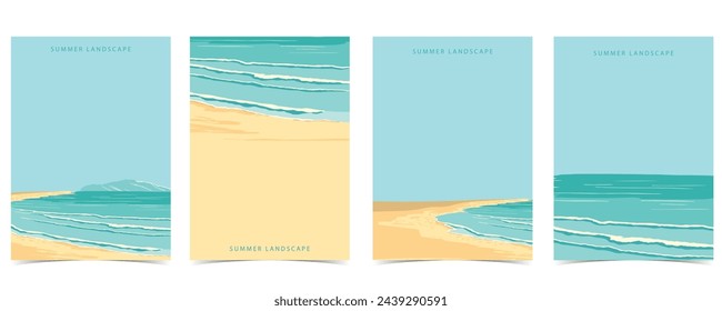 beach background with sea,sand,sky.illustration vector for a4 page design