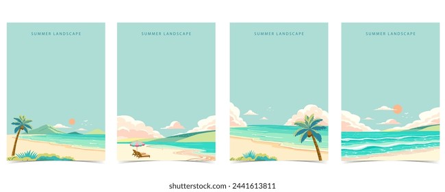 beach background with sea,sand,sky.illustration vector for a4 page design