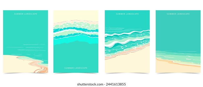 beach background with sea,sand,sky.illustration vector for a4 page design