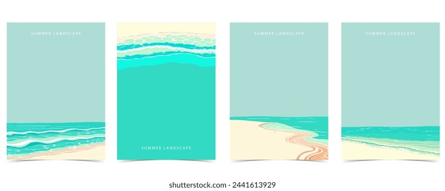 beach background with sea,sand,sky.illustration vector for a4 page design