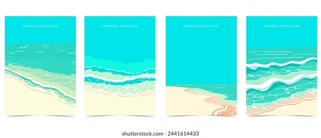 beach background with sea,sand,sky.illustration vector for a4 page design
