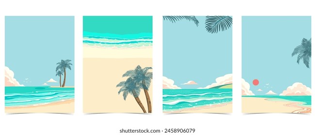 beach background with sea,sand,sky.illustration vector for a4 page design