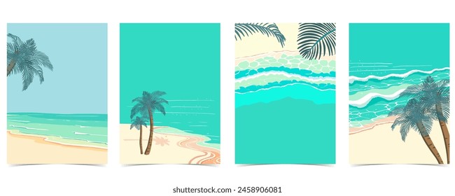 beach background with sea,sand,sky.illustration vector for a4 page design