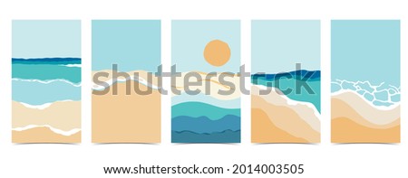 beach background for social media.Set of instagram story with sky,sand,sun