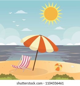 Watercolor Summer Beach Set Sea Sun Stock Vector (Royalty Free ...