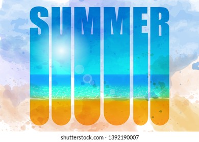 Beach background for summer holidays. Summer background with text