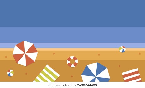 Beach background. Summer beach illustration with umbrella