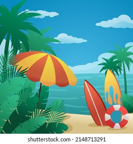 Beach Background Summer Objects Stock Vector (Royalty Free) 2148713291 ...