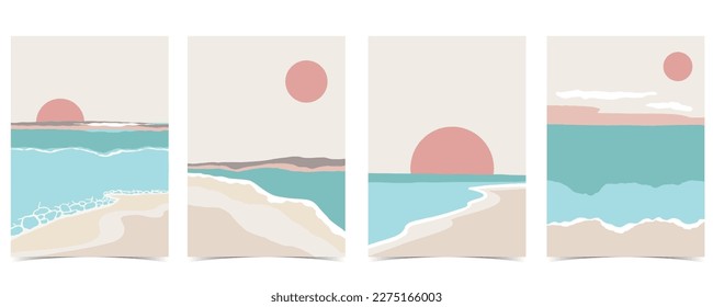 Beach background with sun,sea and sky in the daytime with pastel color