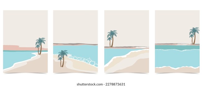 Beach background with sun,sea and sky in the daytime with pastel color