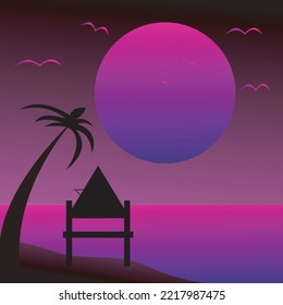 Beach background using retro color