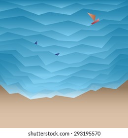 Beach background vector. Geometry and flat form design are look fun and exiting.