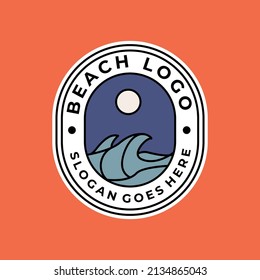 beach badge logo vector sticker badge minimalist