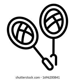 Badminton-Symbol am Strand. Umrissmarkierung für Strandbadminton Vektorillustration Symbol für Webdesign einzeln auf weißem Hintergrund