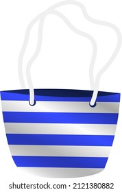 Beach bag with blue navy stripes. Summer fashion