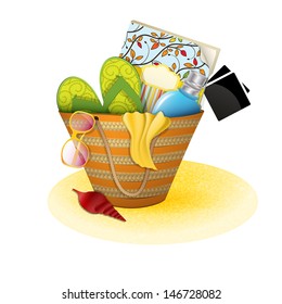 beach bag can be used for website decoration, icon or holiday design