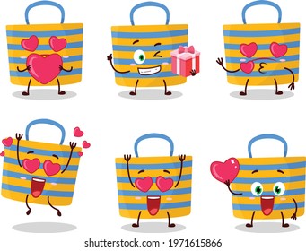 Beach bag cartoon character with love cute emoticon