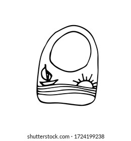 Beach bag. Comfortable bag for relaxing on the beach. Isolated vector object on a white background, doodle style.