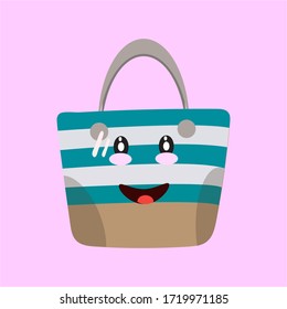 Beach bag face cartoon design.