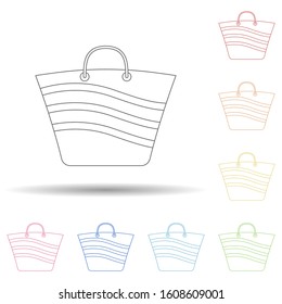 Beach bag flat in multi color style icon. Simple thin line, outline vector of Summer icons for ui and ux, website or mobile application