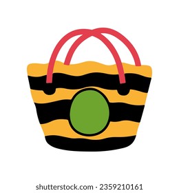 Beach Bag Flat Style Icon. Cartoon Vector Illustration