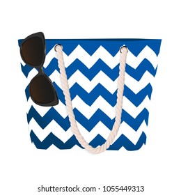 Beach Bag With Glasses On It. Vector Illustration.