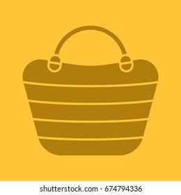 Beach bag glyph color icon. Silhouette symbol. Beach tote. Negative space. Vector isolated illustration