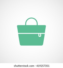 Beach Bag Green Flat Icon On White Background