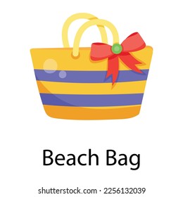 Icono plano dibujado a mano en una bolsa de playa 
