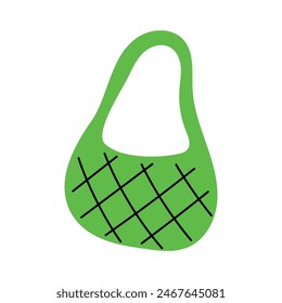 Beach bag, hand-drawn shopper. Green bag. Vector illustration of icon, logo, eps 10. Eco bags concept