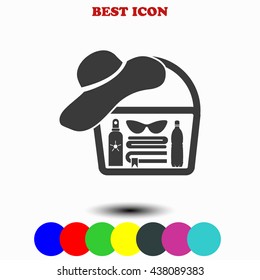 Beach bag icon. 