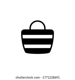 Beach Bag Icon in black flat glyph, filled style isolated on white background