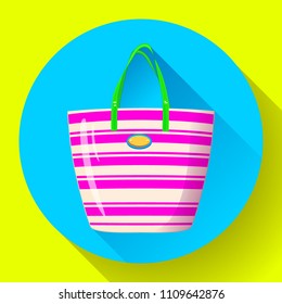 Beach bag icon flat isolated on white background. Flat Beach bag icon for infographic, mobile app or website.