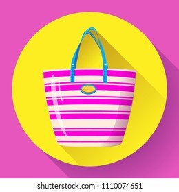 Beach bag icon flat isolated on white background. Flat Beach bag icon for infographic, mobile app or website.