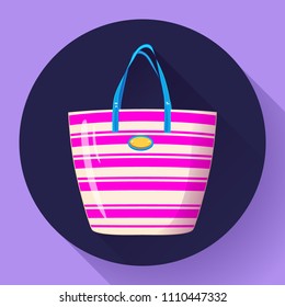 Beach bag icon flat isolated on white background. Flat Beach bag icon for infographic, mobile app or website.