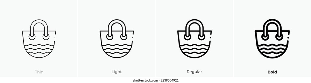 beach bag icon. Thin, Light Regular And Bold style design isolated on white background