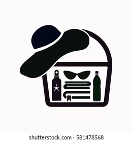 Beach bag  icon Vector design.