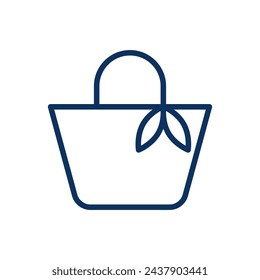 Beach Bag Icon. Vector Isolated Line Art Illustration with Editable Stroke of Travel Popular Stylish Beach Bag. Summer Accessory in Modern Casual Minimal Design.