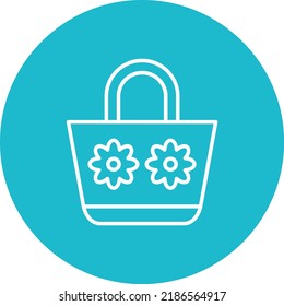 Imagen vectorial del icono de círculo de la línea de la bolsa de playa. También se puede usar para aplicaciones web, aplicaciones móviles y medios impresos.