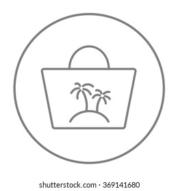Icono de la línea de la bolsa de playa.
