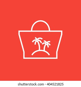 Icono de la línea de la bolsa de playa.