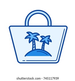 Beach bag line icon isolated on white background. Beach bag line icon for infographic, website or app. Blue icon designed on a grid system.