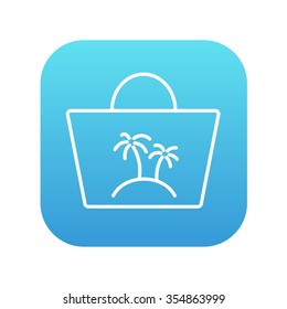 Beach bag line icon for web, mobile and infographics. Vector white icon on the blue gradient square with rounded corners isolated on white background.