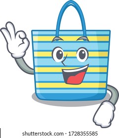 Beachbag Maskottdesign Stil mit einem Okay Gesten Finger
