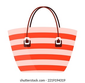 Strandtasche - modernes, flaches Design Einzelbild. Kleine, detaillierte Illustration von bequem geformtem Zubehör, das sich bequem für eine Reise eignet. Urlaub, Erholung und Reise nach dem Simmer