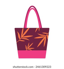 Beach bag with palm leaves. Isolated vector illustration with summer vibe.